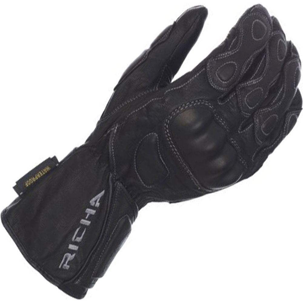 Richa Waterproof Racing Short Finger Leather Gloves Black