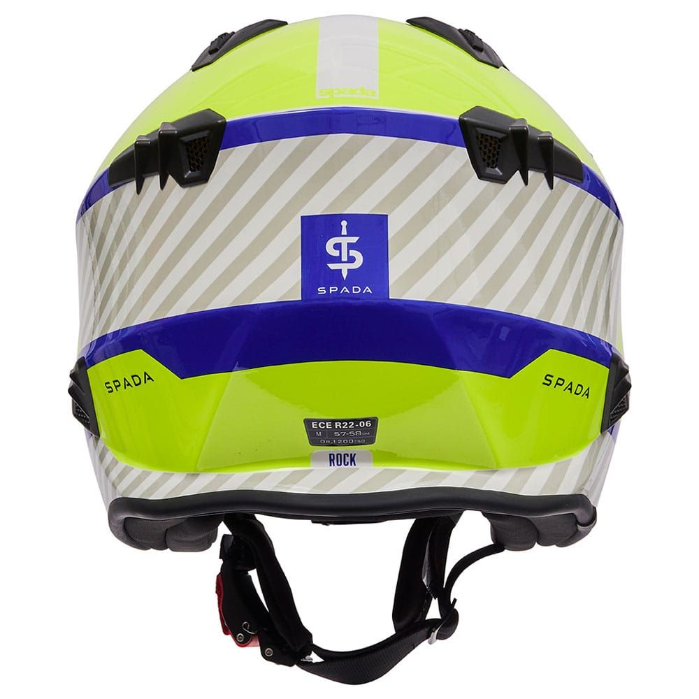 Spada Rock 06 Pilot Open Face Helmet Blue / White / Fluo Yellow - FREE UK Shipping, FREE 365 Day Returns | Moto Central