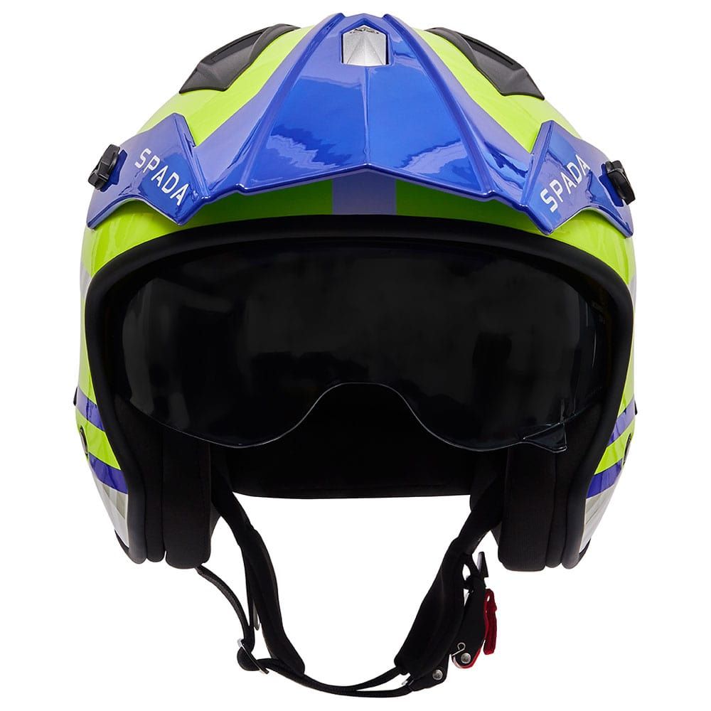 Spada Rock 06 Pilot Open Face Helmet Blue / White / Fluo Yellow - FREE UK Shipping, FREE 365 Day Returns | Moto Central