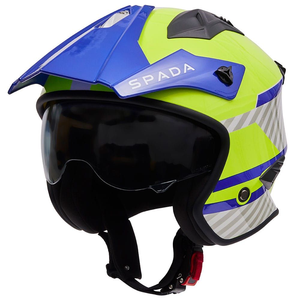 Spada Rock 06 Pilot Open Face Helmet Blue / White / Fluo Yellow