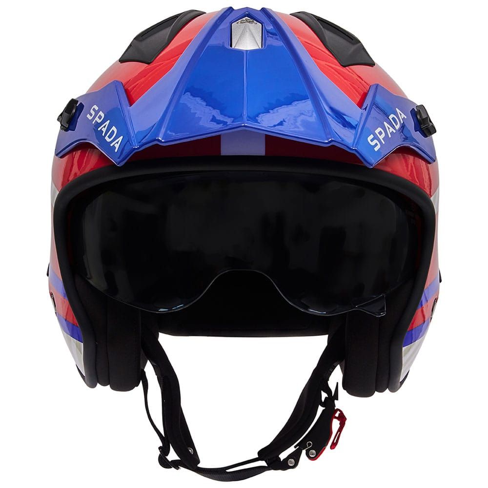 Spada Rock 06 Pilot Open Face Helmet Blue / White / Red - FREE UK Shipping, FREE 365 Day Returns | Moto Central