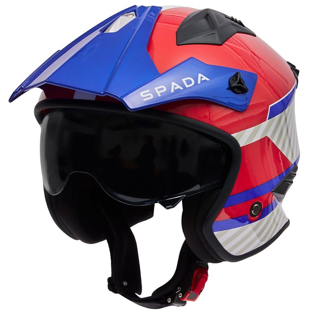 Spada Rock 06 Pilot Open Face Helmet Blue / White / Red