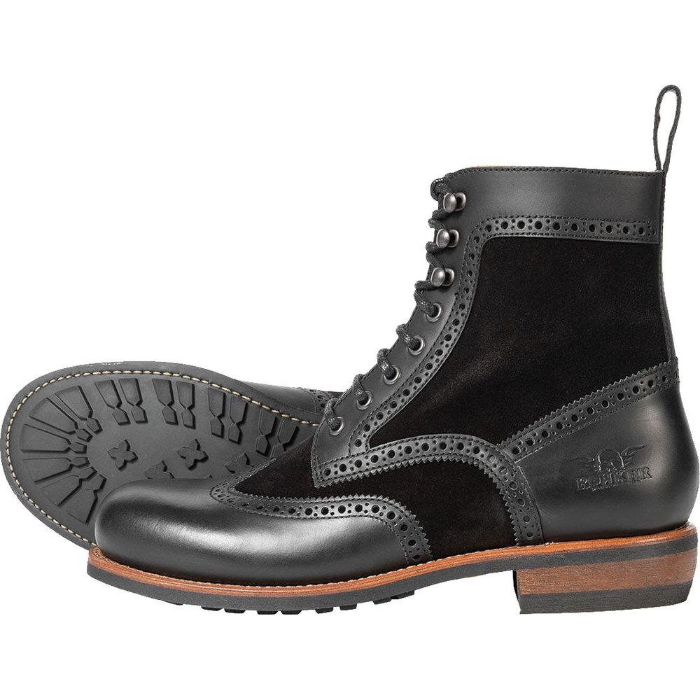 Rokker Frisco Brogue Short Boots Black - FREE UK Shipping, FREE 365 Day Returns | Moto Central