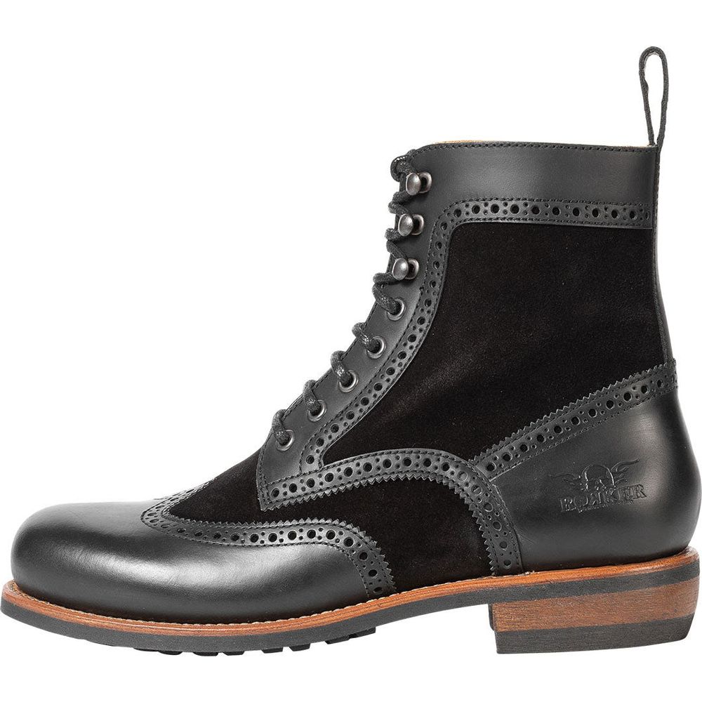 Rokker Frisco Brogue Short Boots Black - FREE UK Shipping, FREE 365 Day Returns | Moto Central