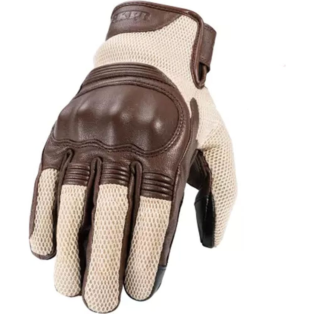 Rokker Austin Mesh Leather Gloves Beige