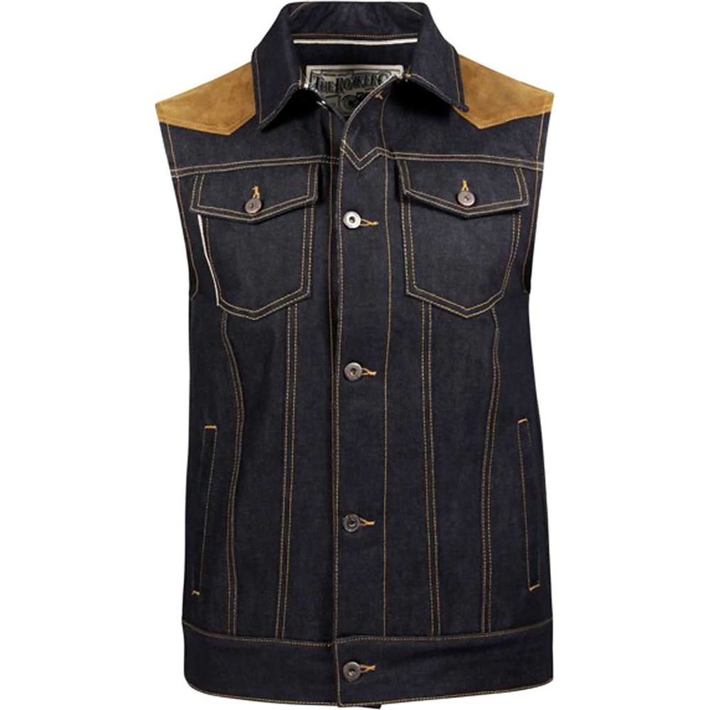 Rokker Mixed Vest Denim Blue / Brown