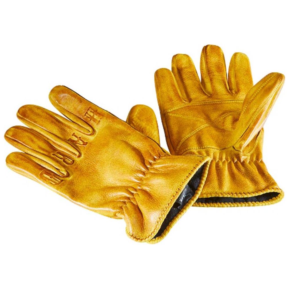 Rokker Ride Hard Leather Gloves Natural Yellow