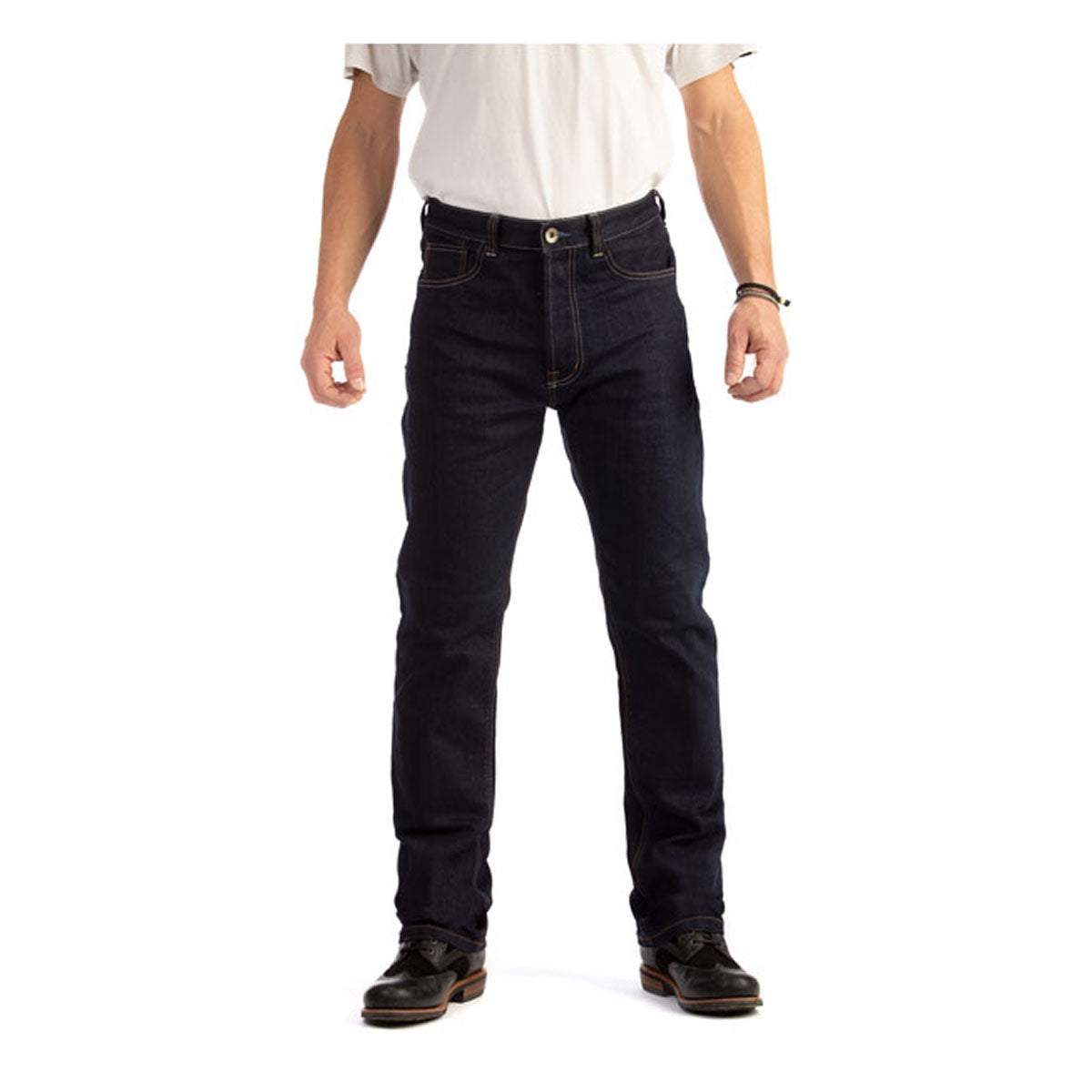 Rokkertech Straight Fit Riding Denim Jeans Raw Blue