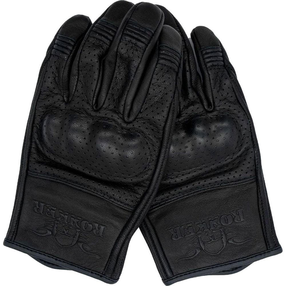 Rokker Tucson Perforated Leather Gloves Black