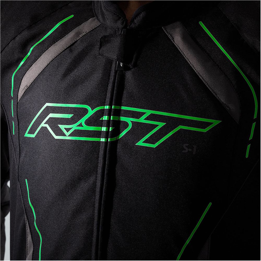 RST S1 CE Textile Jacket Black / Grey / Neon Green - FREE UK Shipping, FREE 365 Day Returns | Moto Central