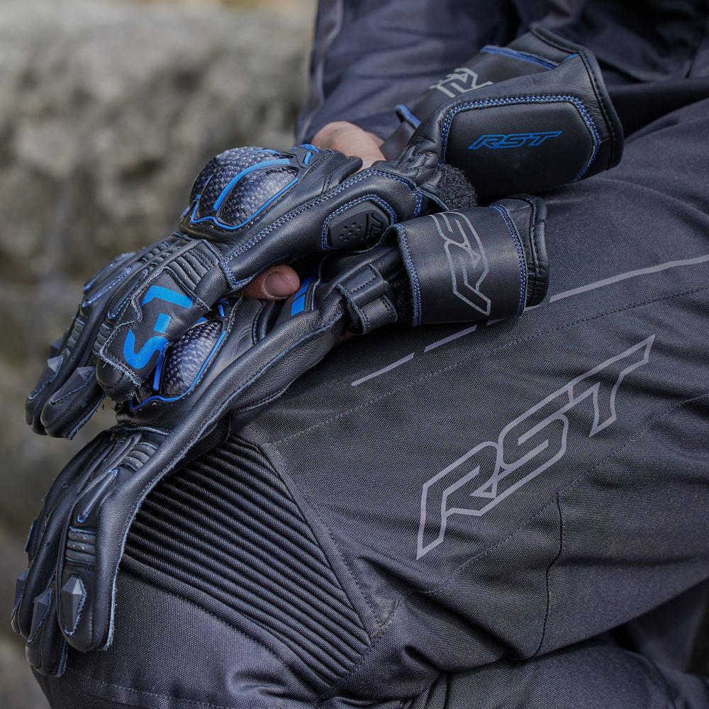 RST S1 CE Gloves Black / Grey / Neon Blue