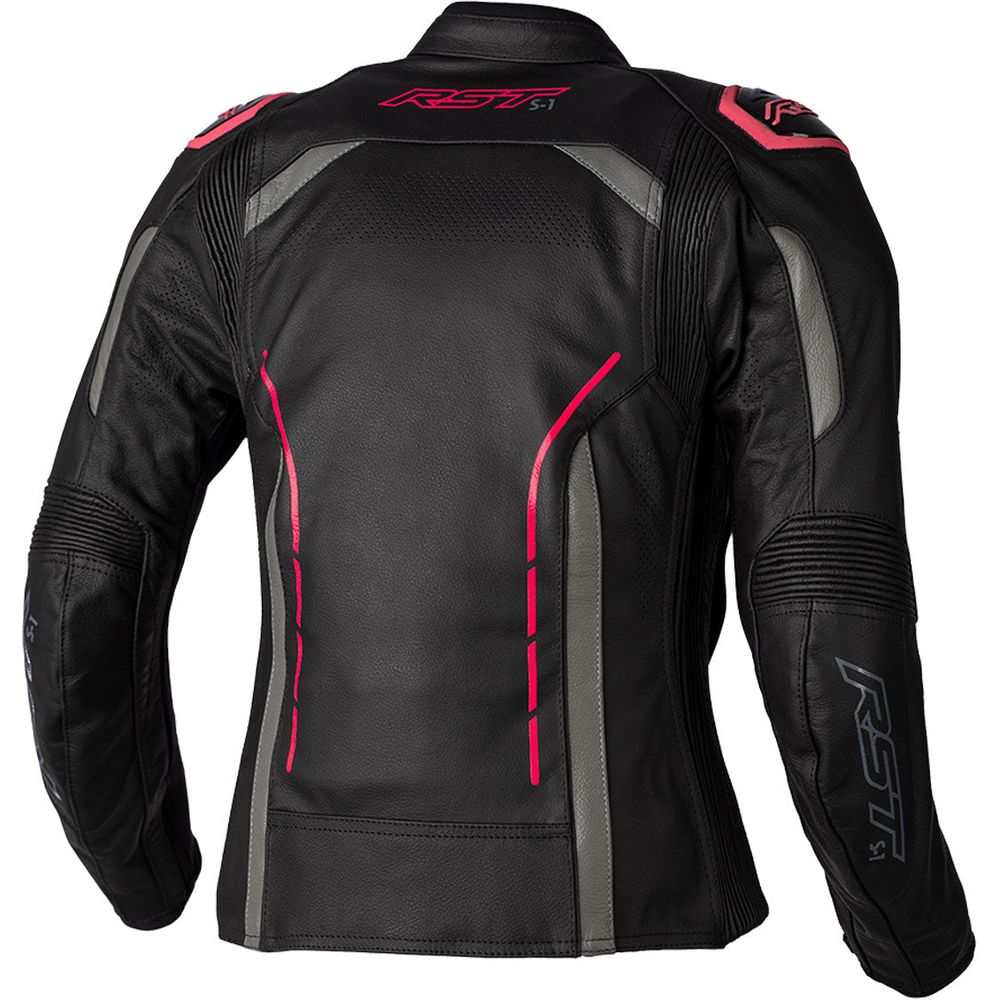 RST S1 CE Ladies Leather Jacket Black / Neon Pink - FREE UK Shipping, FREE 365 Day Returns | Moto Central