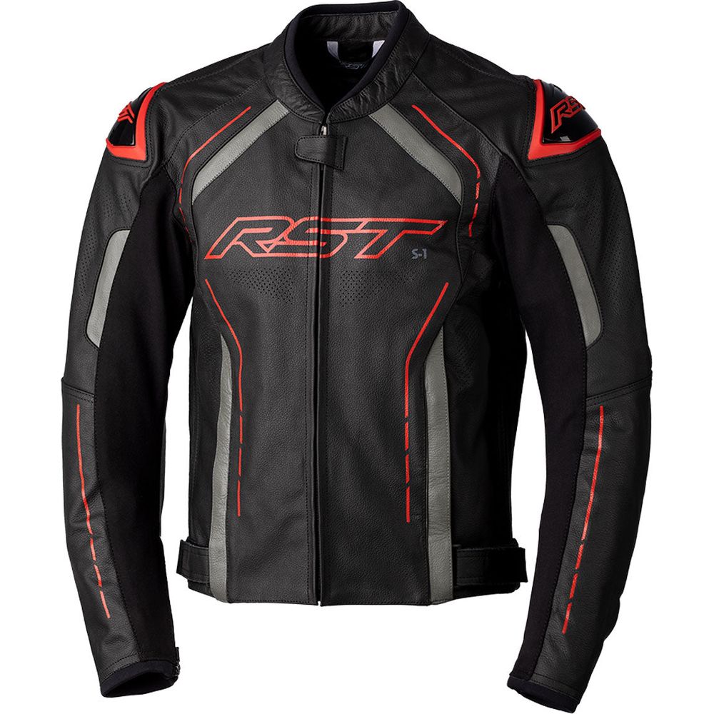 RST S1 CE Leather Jacket Black / Grey / Red