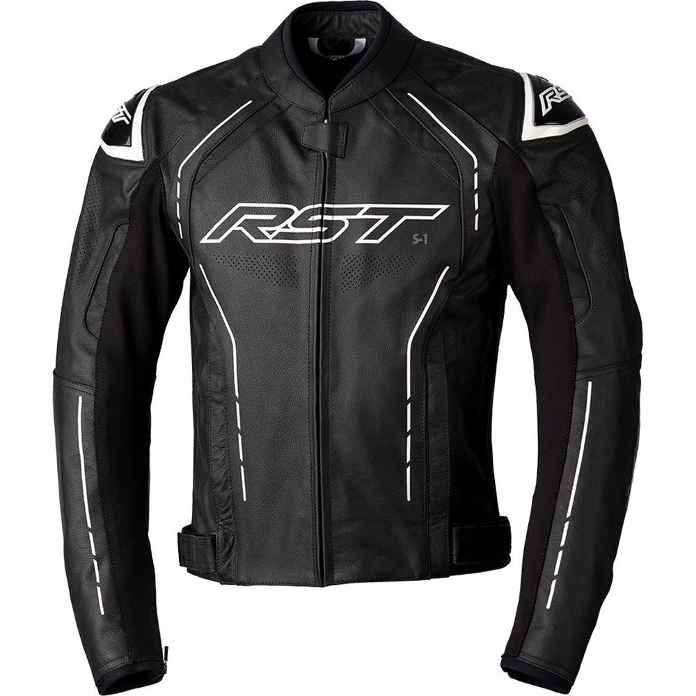 RST S1 CE Leather Jacket Black / Black / White