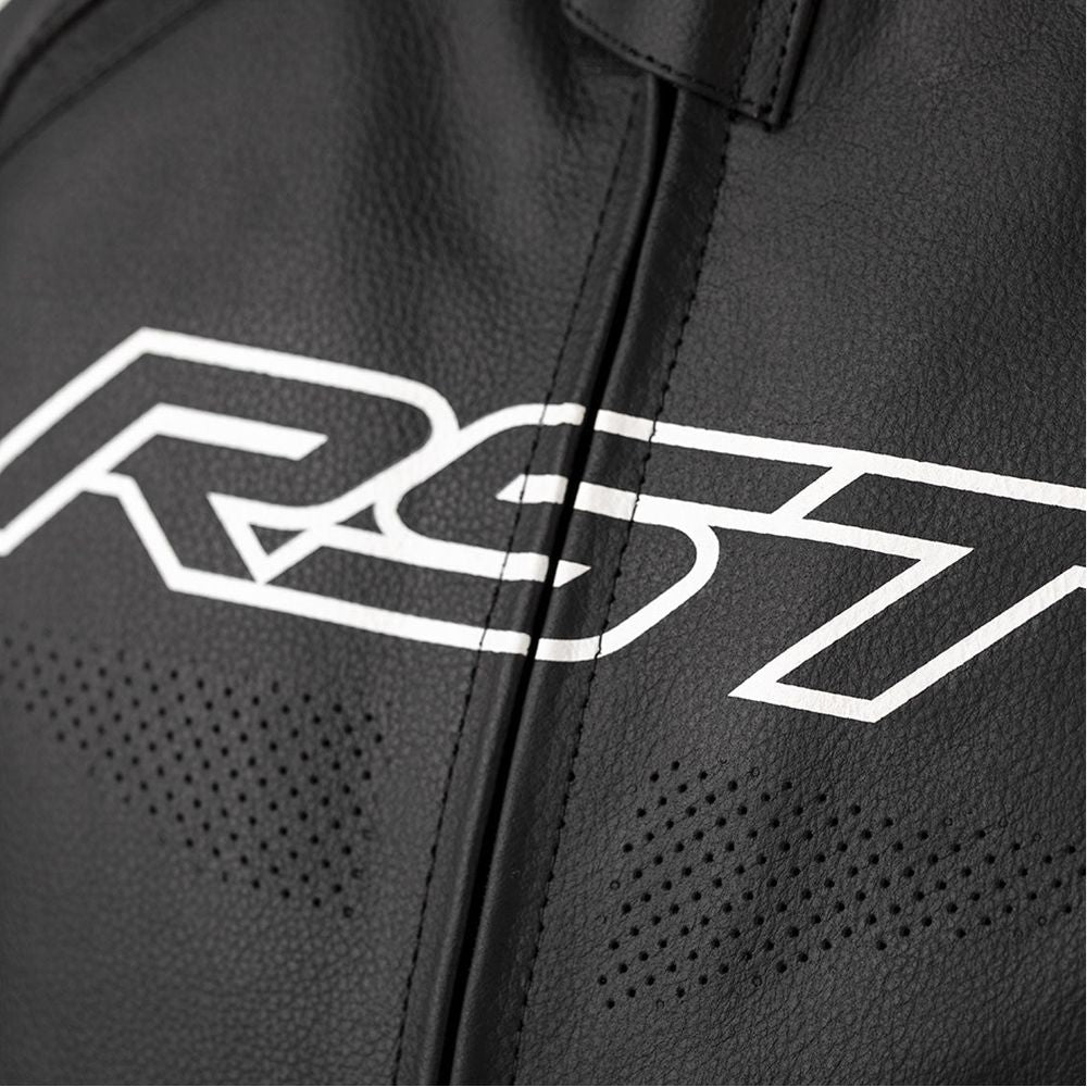 RST S1 CE Leather Jacket Black / Black / White