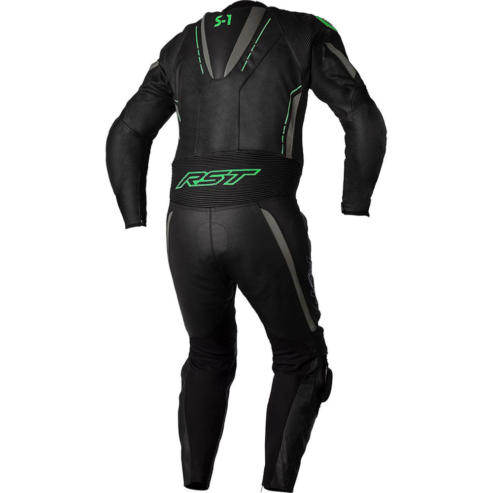 RST S1 CE Leather Suit Black / Grey / Neon Green