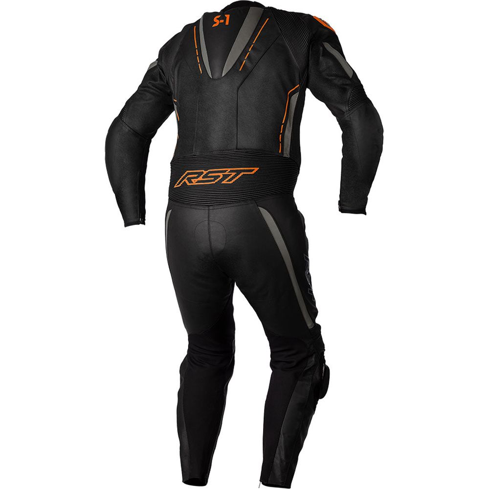 RST S1 CE Leather Suit Black / Grey / Neon Orange