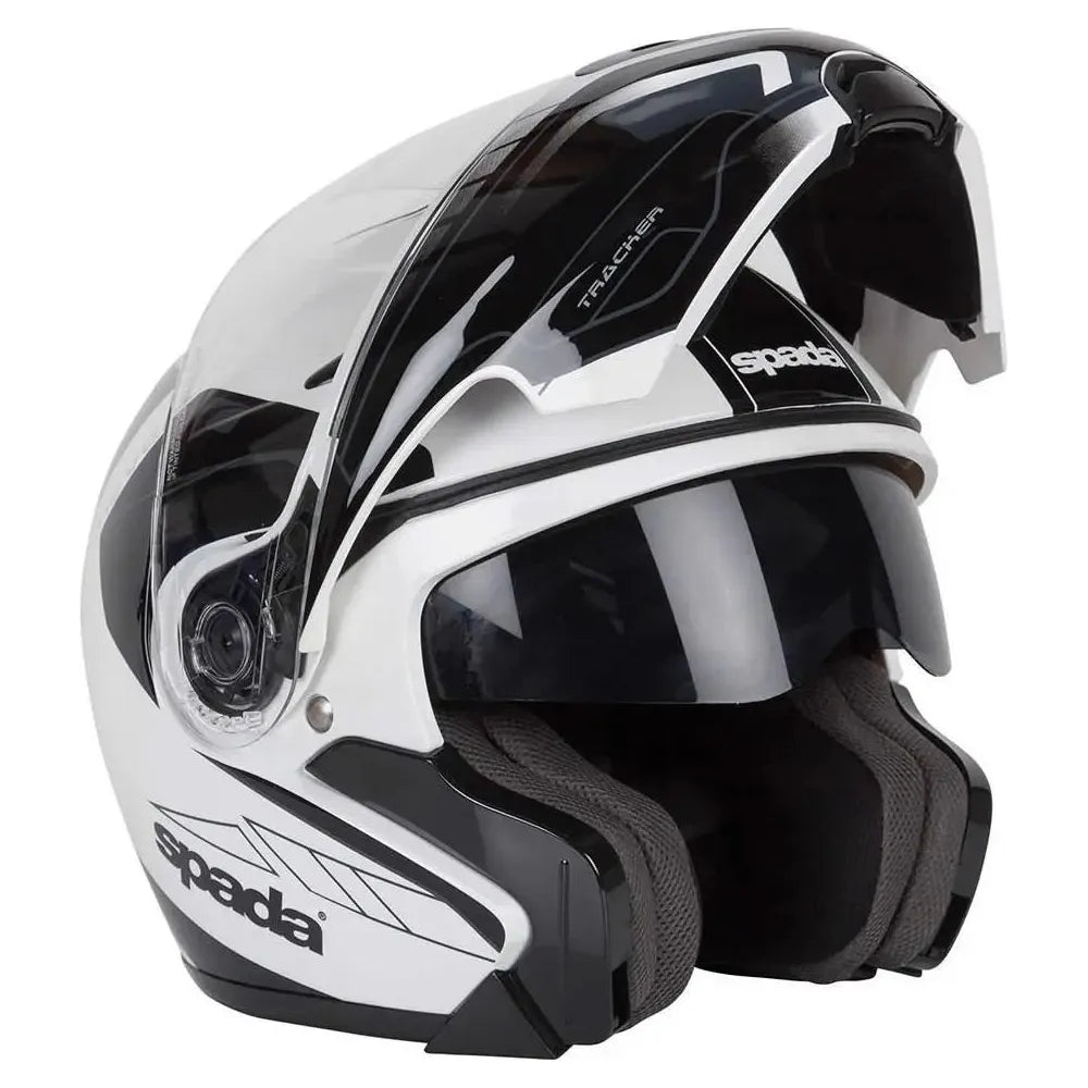 Spada Reveal Tracker Flip-Up Helmet White / Black  - FREE UK Shipping, FREE 365 Day Returns | Moto Central