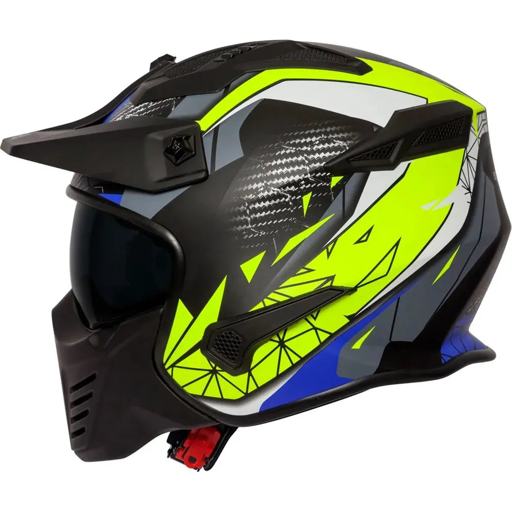 Spada Storm Open Face Helmet Matt Black / Blue / Fluo Yellow - FREE UK Shipping, FREE 365 Day Returns | Moto Central