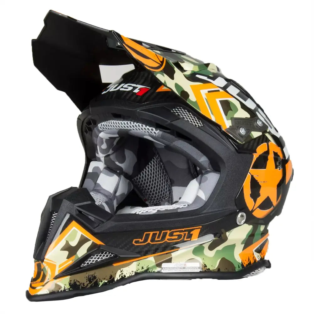 Just1 J12 Carbon MX Helmet Kombat Orange  - FREE UK Delivery - Moto Central