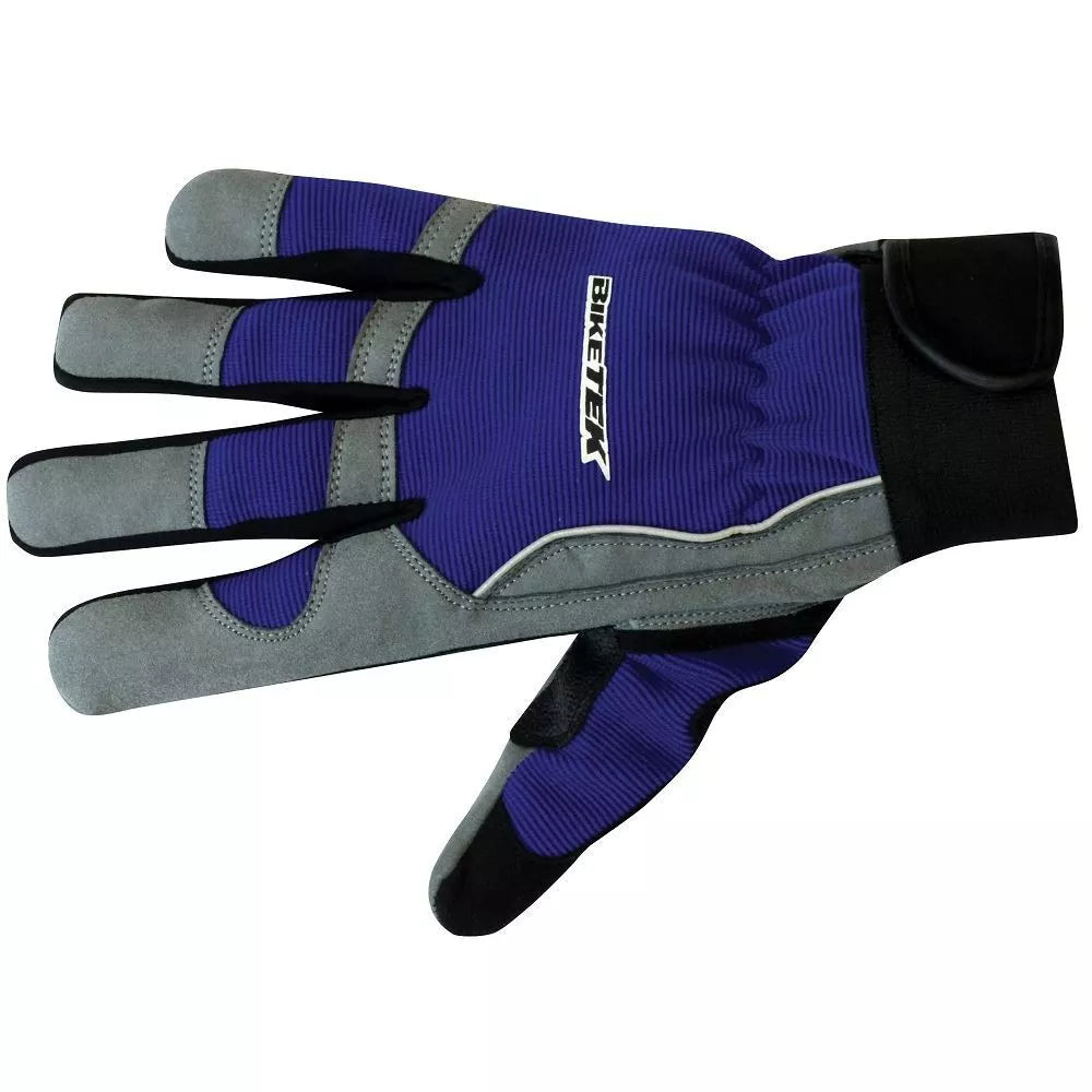 BikeTek Full-Finger Mechanics Gloves Blue  - FREE UK Shipping, FREE 365 Day Returns | Moto Central