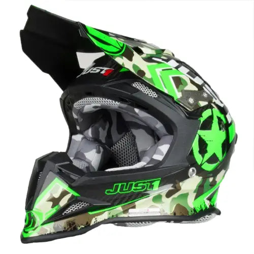 Just1 J12 Carbon MX Helmet Kombat Green