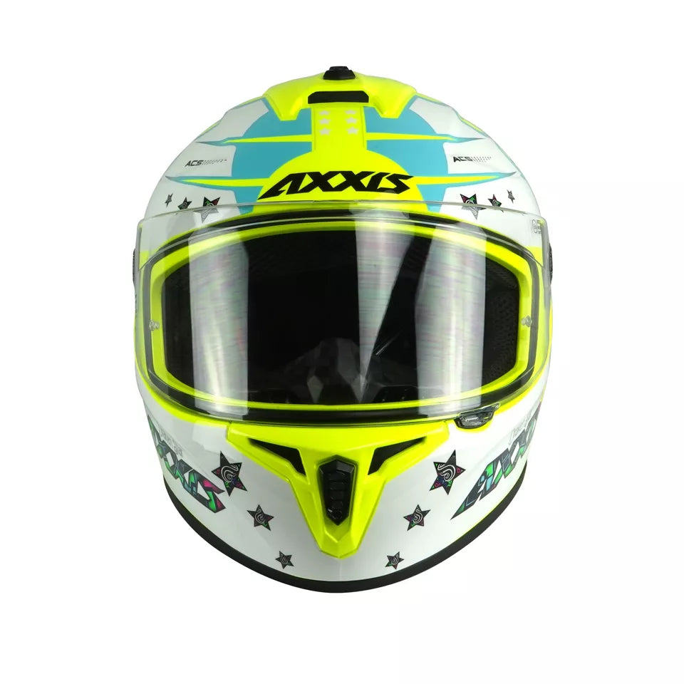 Axxis Draken S Star C3 Full Face Helmet Gloss Fluo Yellow  - FREE UK Delivery - Moto Central