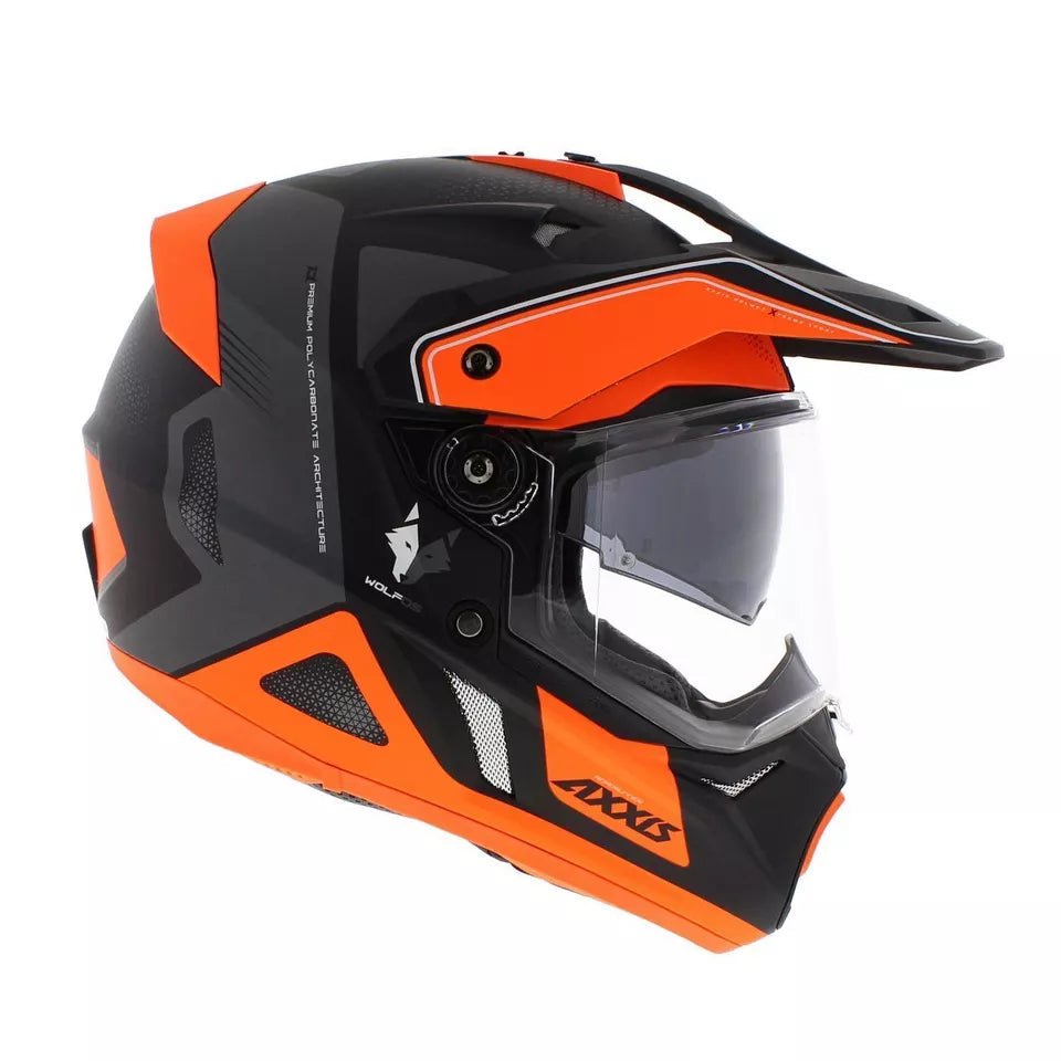 Axxis Wolf DS Roadrunner B4 Adventure Helmet Matt Orange  - FREE UK Shipping, FREE 365 Day Returns | Moto Central