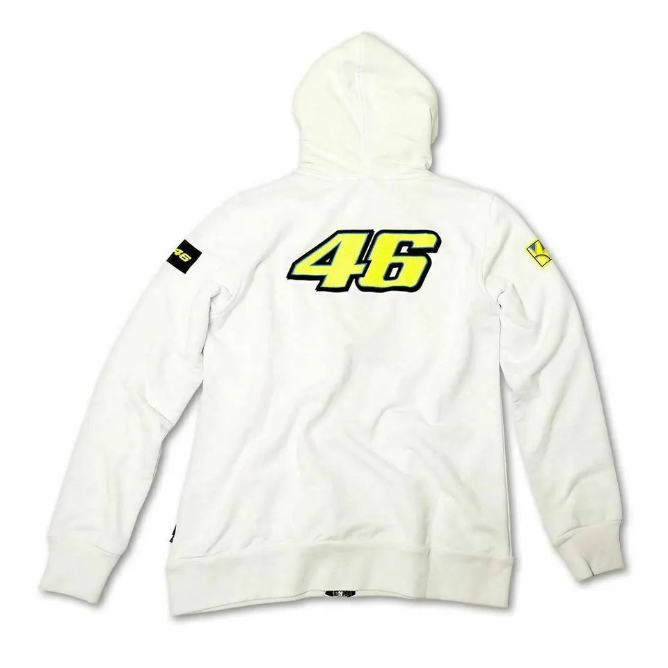 MotoGP Rossi #46 Mens Fleece Hoodie White - FREE UK Shipping, FREE 365 Day Returns | Moto Central