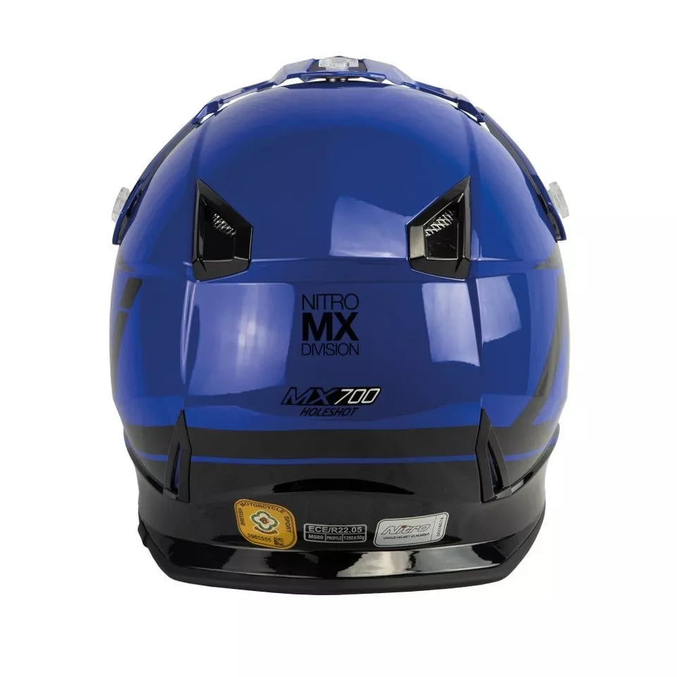 Nitro MX700 Holeshot Motocross Helmet Gloss Black / Blue