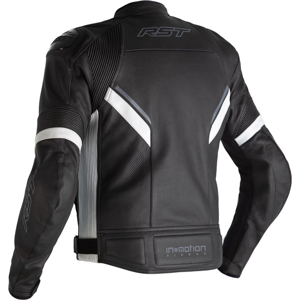 RST Sabre Airbag CE Leather Jacket Black / Black / White