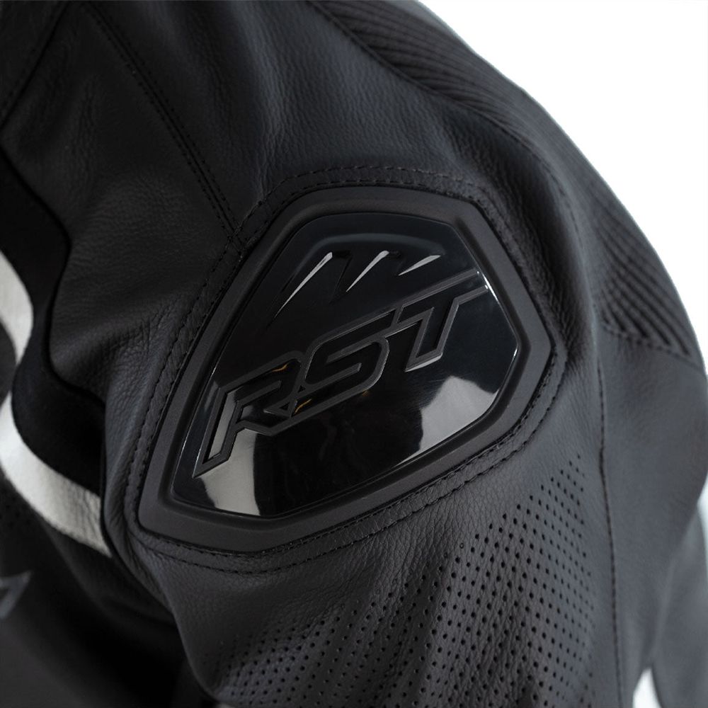 RST Sabre Airbag CE Leather Jacket Black / Black / White