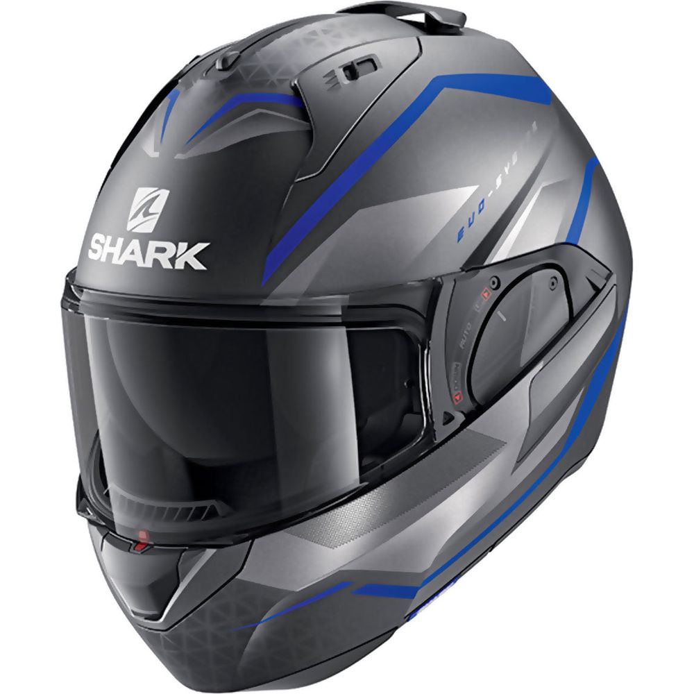 Shark Evo ES Yari Full Face Helmet Matt Anthracite / Blue / Silver - FREE UK Shipping, FREE 365 Day Returns | Moto Central