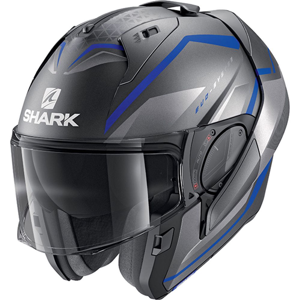 Shark Evo ES Yari Full Face Helmet Matt Anthracite / Blue / Silver - FREE UK Shipping, FREE 365 Day Returns | Moto Central