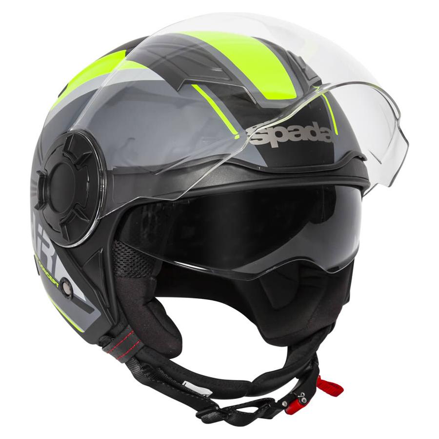 Spada Lycan Strobe Open Face Helmet Matt Black / Yellow  - FREE UK Shipping, FREE 365 Day Returns | Moto Central