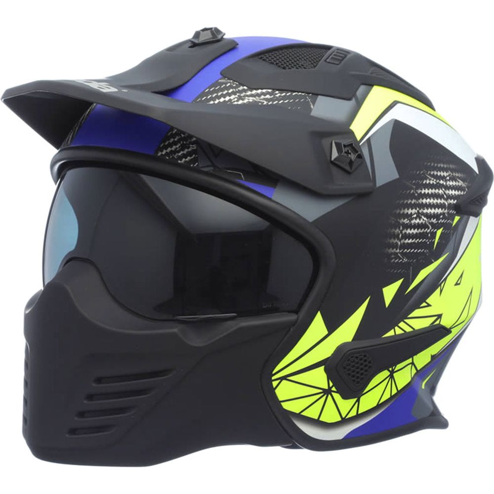 Spada Storm Open Face Helmet Matt Black / Blue / Fluo Yellow