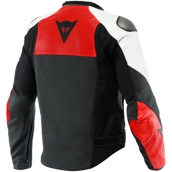 Dainese Sportiva Leather Jacket Matt Black / Lava Red / White