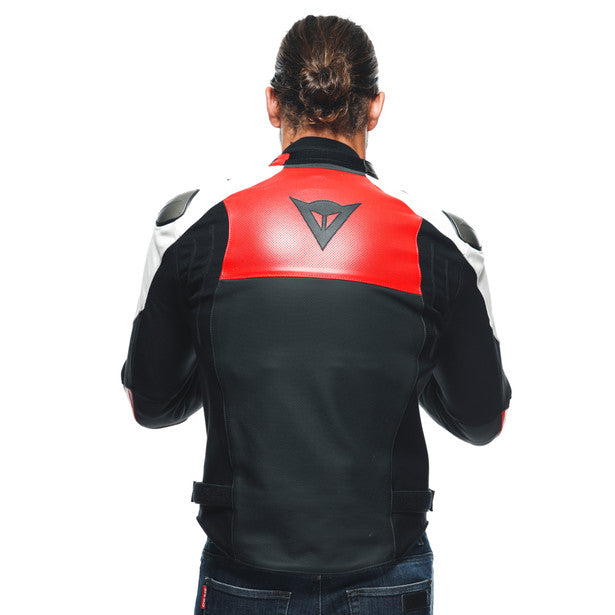 Dainese Sportiva Leather Jacket Matt Black / Lava Red / White