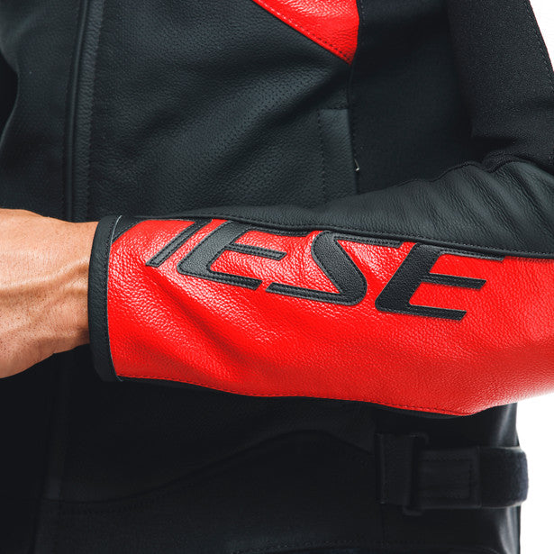 Dainese Sportiva Leather Jacket Matt Black / Lava Red / White