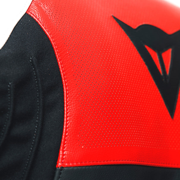 Dainese Sportiva Leather Jacket Matt Black / Lava Red / White