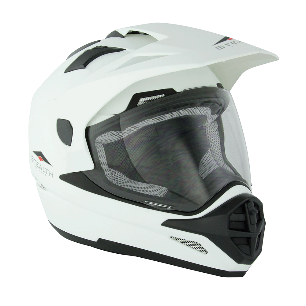 Stealth HD009 Adventure Dual Sport Helmet White  - FREE UK Delivery - Moto Central