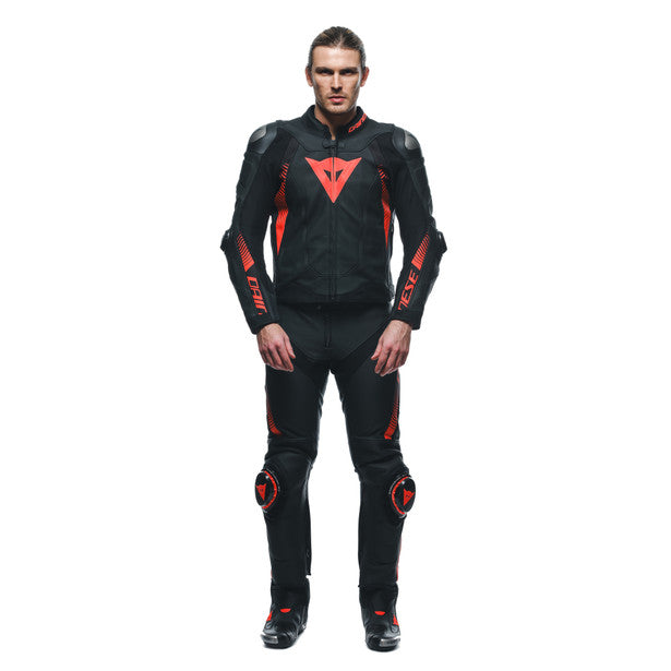 Dainese Super Speed Leather Trouser Black / Fluo Red