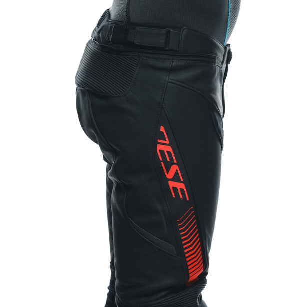 Dainese Super Speed Leather Trouser Black / Fluo Red