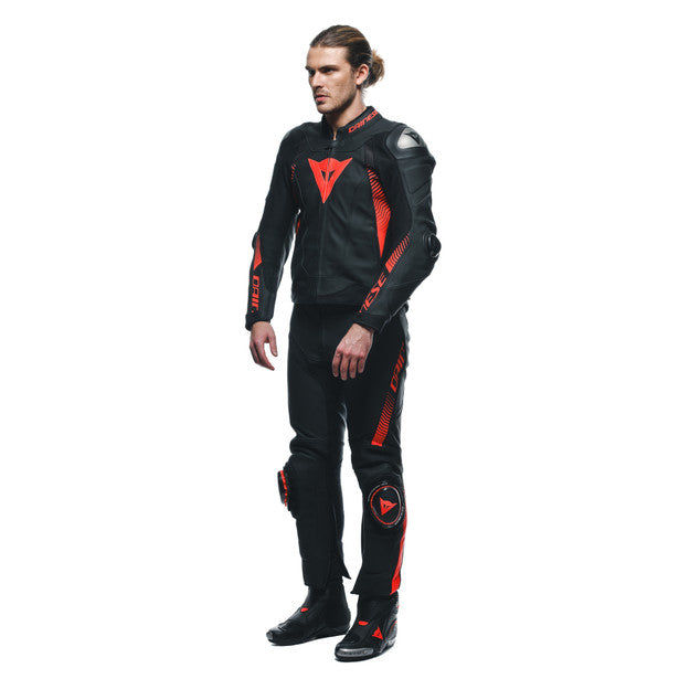 Dainese Super Speed Leather Trouser Black / Fluo Red