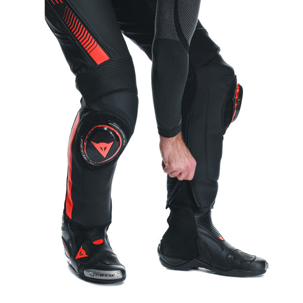 Dainese Super Speed Leather Trouser Black / Fluo Red