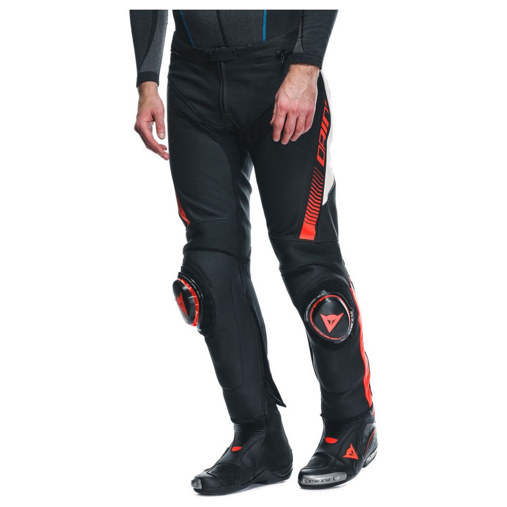 Dainese Super Speed Perforated Leather Trouser Black / White / Fluo Red