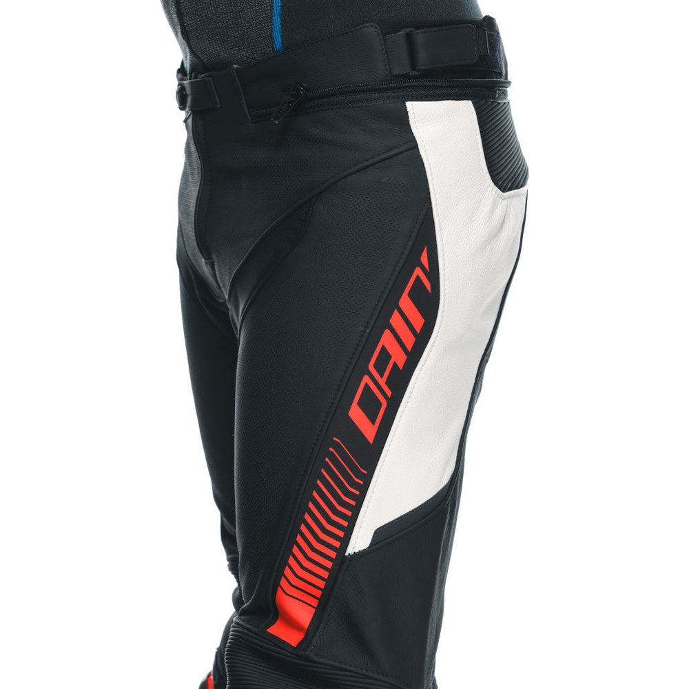 Dainese Super Speed Perforated Leather Trouser Black / White / Fluo Red