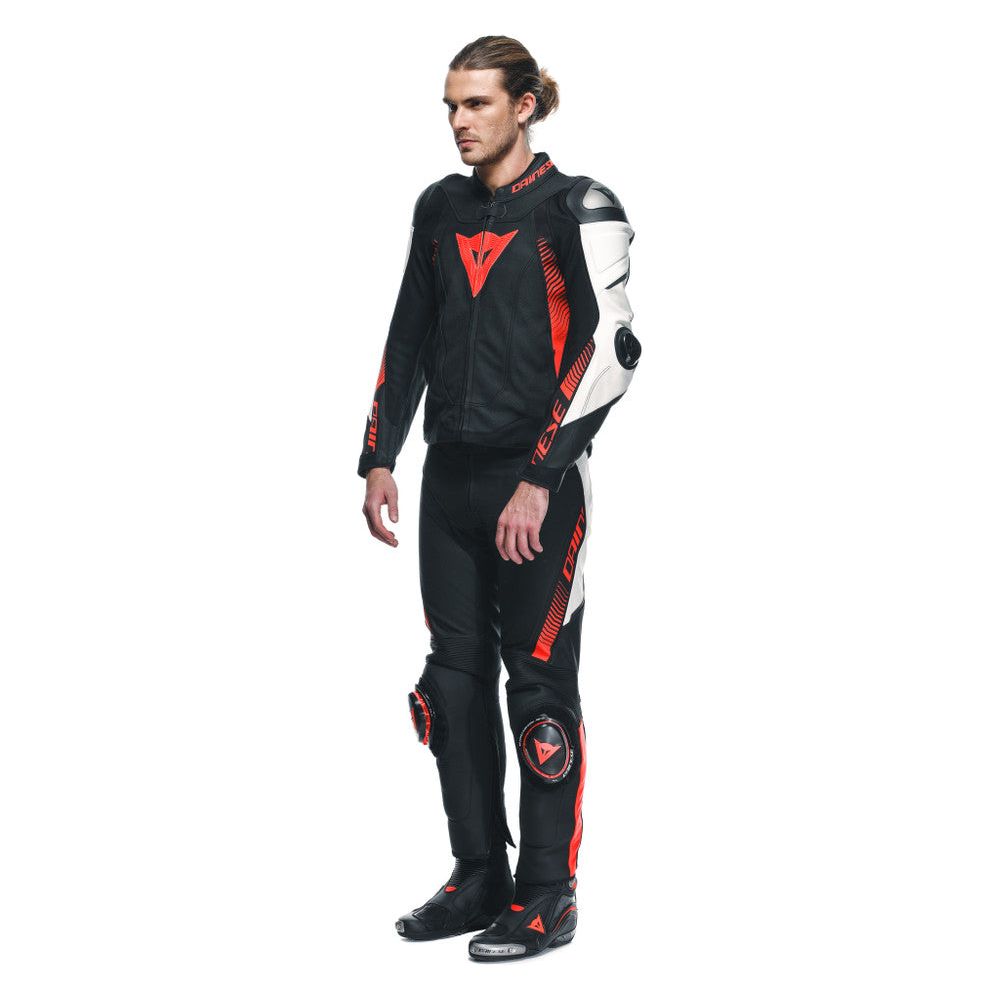 Dainese Super Speed Perforated Leather Trouser Black / White / Fluo Red