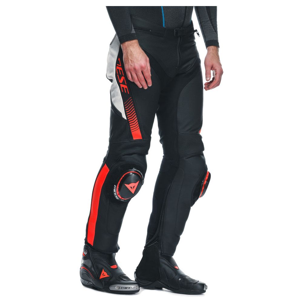 Dainese Super Speed Perforated Leather Trouser Black / White / Fluo Red