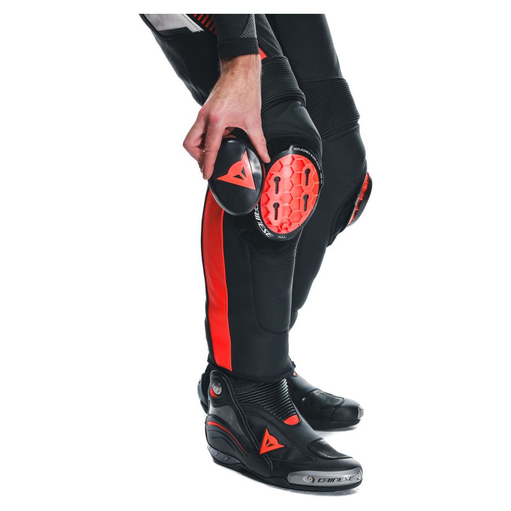 Dainese Super Speed Perforated Leather Trouser Black / White / Fluo Red